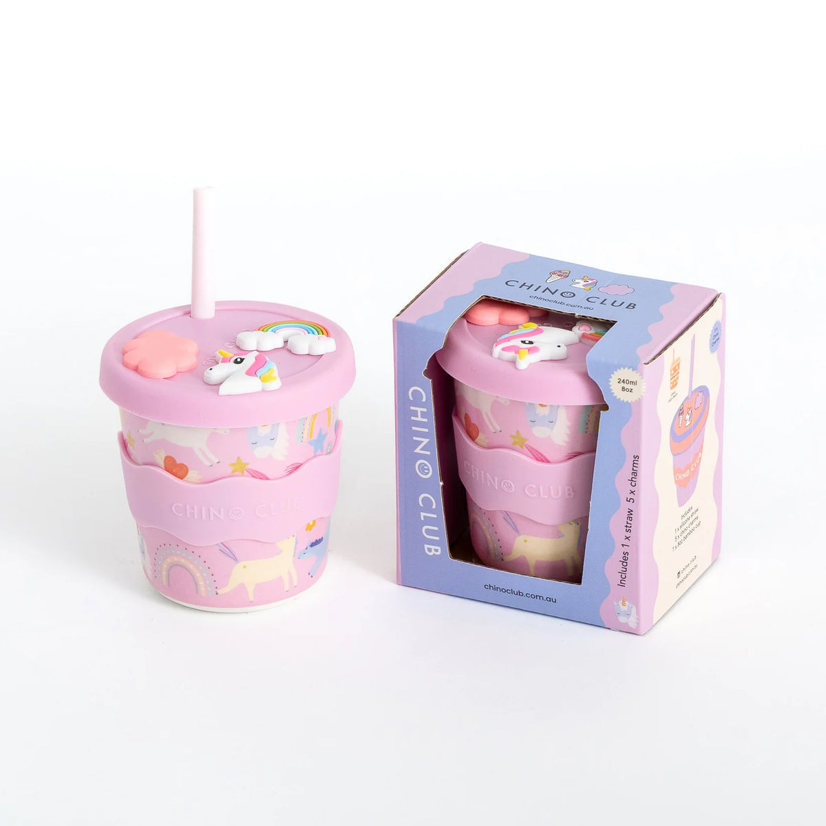 Chino Club Reusable Bamboo 240ml Charm Cup - Unicorn