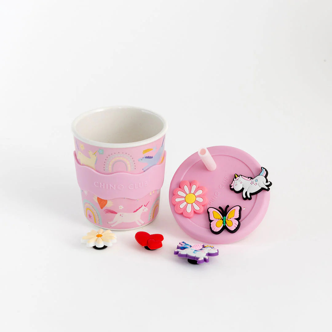 Chino Club Reusable Bamboo 240ml Charm Cup - Unicorn
