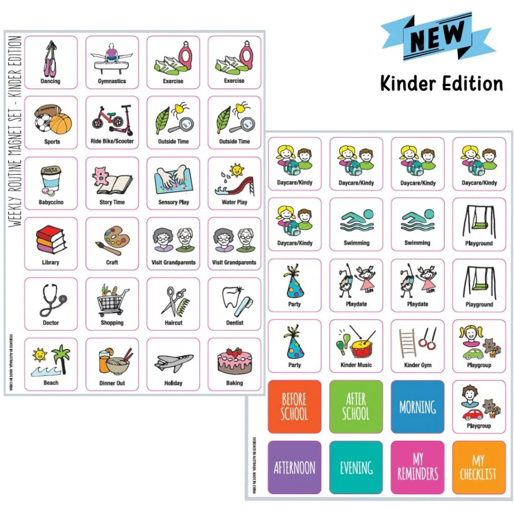 Prepp'd Kids Weekly Routine Chart Set - Kinder Edition