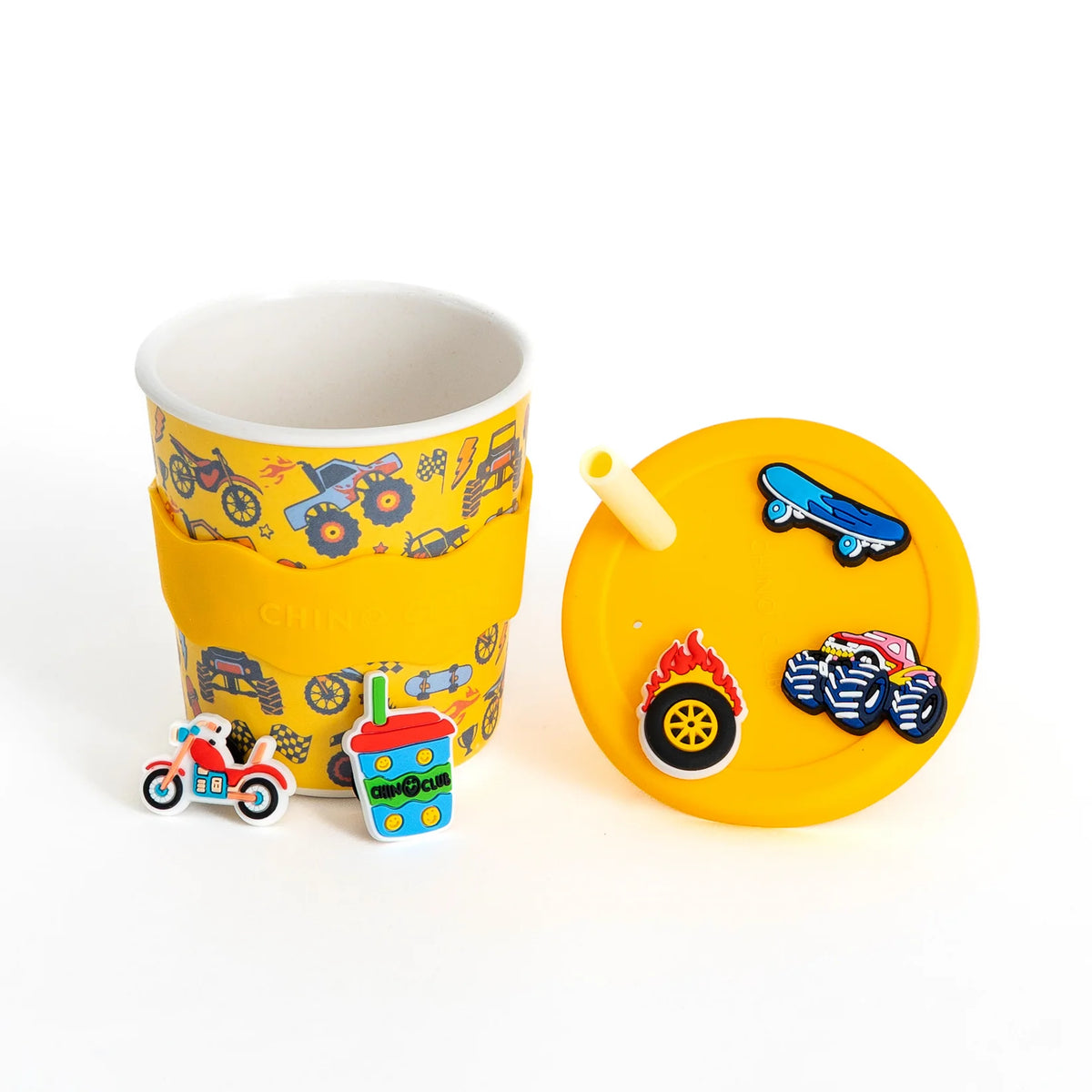 Chino Club Reusable Bamboo 240ml Charm Cup - Wheelies