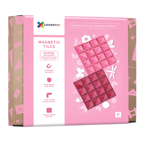 Connetix - Pastel - 2 Piece Base Plate Pack Pink &amp; Berry