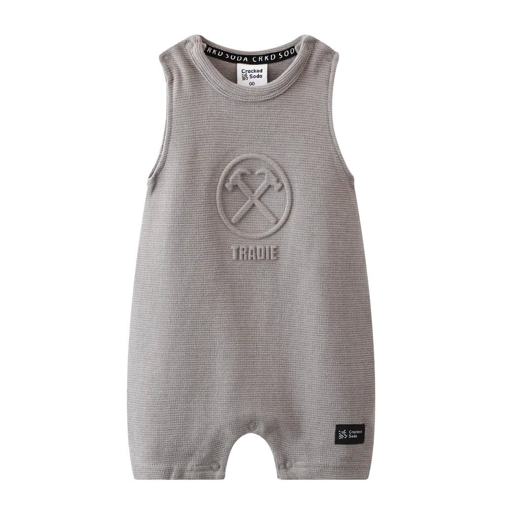 Cracked Soda - Lil Tradie Summer Romper - Steel
