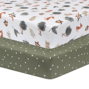2pk Cot Fitted Sheets - Forest Retreat
