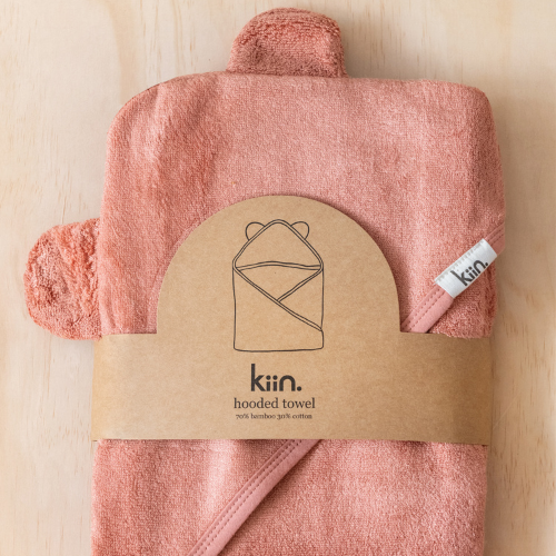 Kiin Bamboo Cotton Hooded Towel - Blush