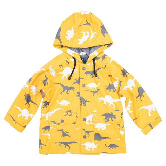 Dinosaur Colour Change Raincoat - Mustard