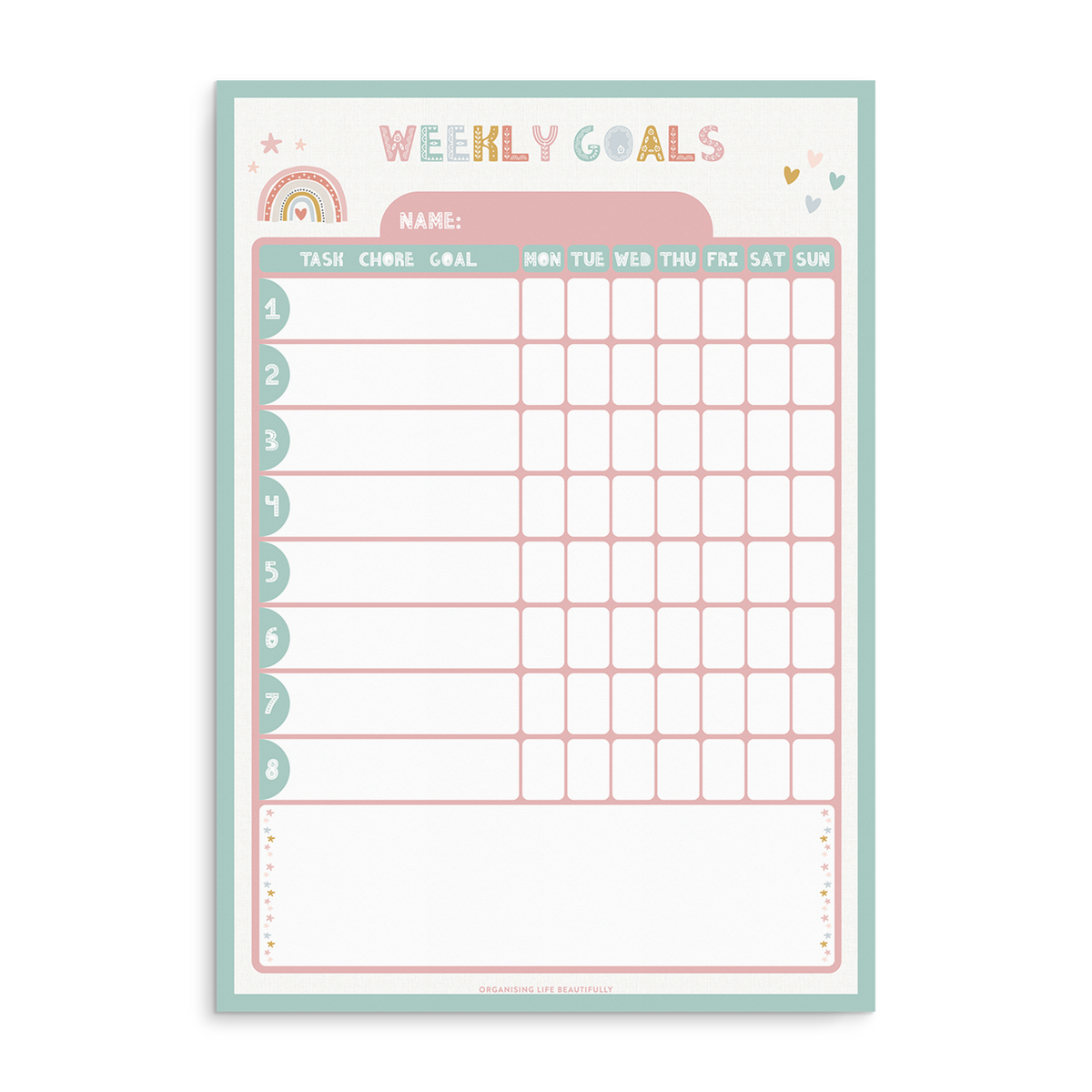 Organising Life Beautifully Reward / Chore / Goals Magnetic Chart - Chasing Rainbow