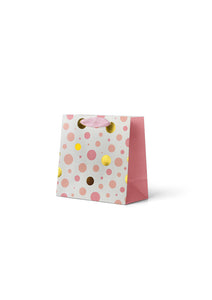Premium Gift Bag Small: Pink & Gold Glitter Spots