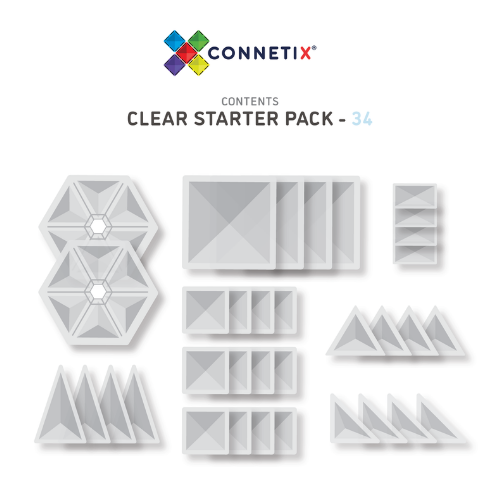 Connetix - Clear - 34 Piece Starter Pack