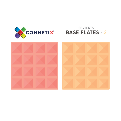 Connetix - Pastel - 2 Piece Base Plate Pack Lemon &amp; Peach