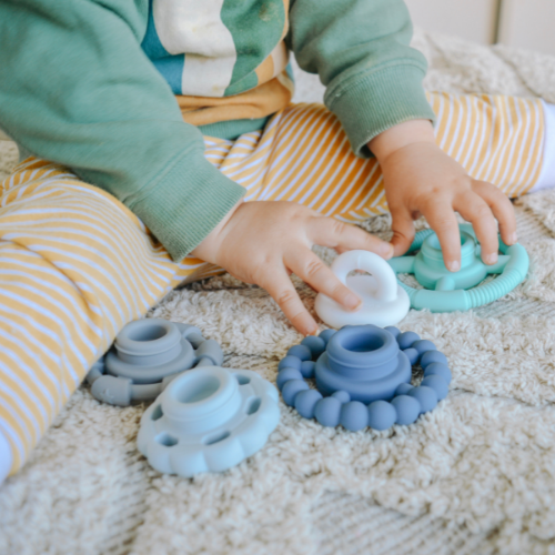 Jellystone Designs Rainbow Stacker and Teether Toy - Ocean