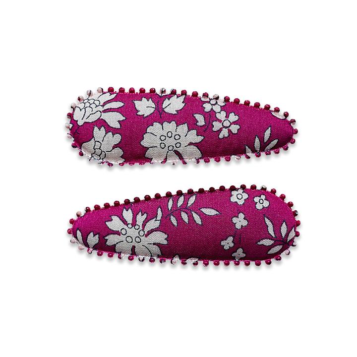 Josie Joans Hair Clips – Elise set of two Liberty print fabric snap clips with scalloped edges, 5.5cm