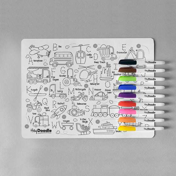 HeyDoodle Reusable Colouring Placemat - Toot Toot Honk!