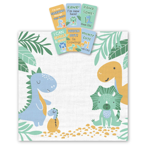 Jiggle and Giggle Dinosaurs Milestone Muslin Set