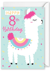 “Happy 8th Birthday” Llama