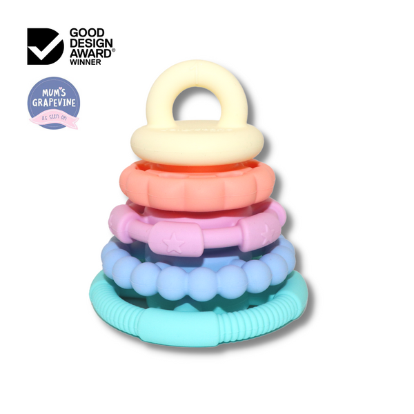 Jellystone Designs Rainbow Stacker and Teether Toy - Pastel