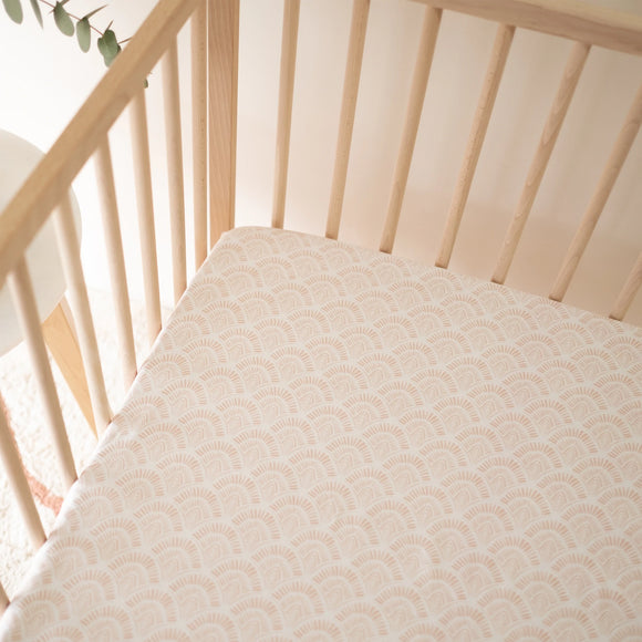 Bamboo Fitted Cot Sheet - Peach Scallop