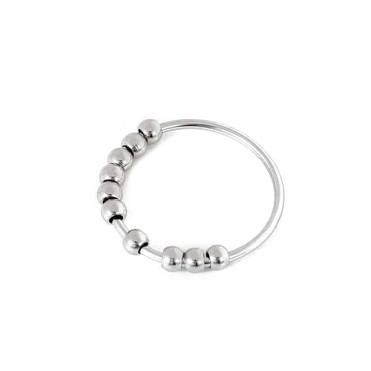 Silver 10 Beads Fidget Ring