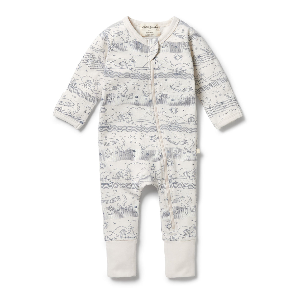 Wilson &amp; Frenchy Organic Zipsuit with Feet - Seaside