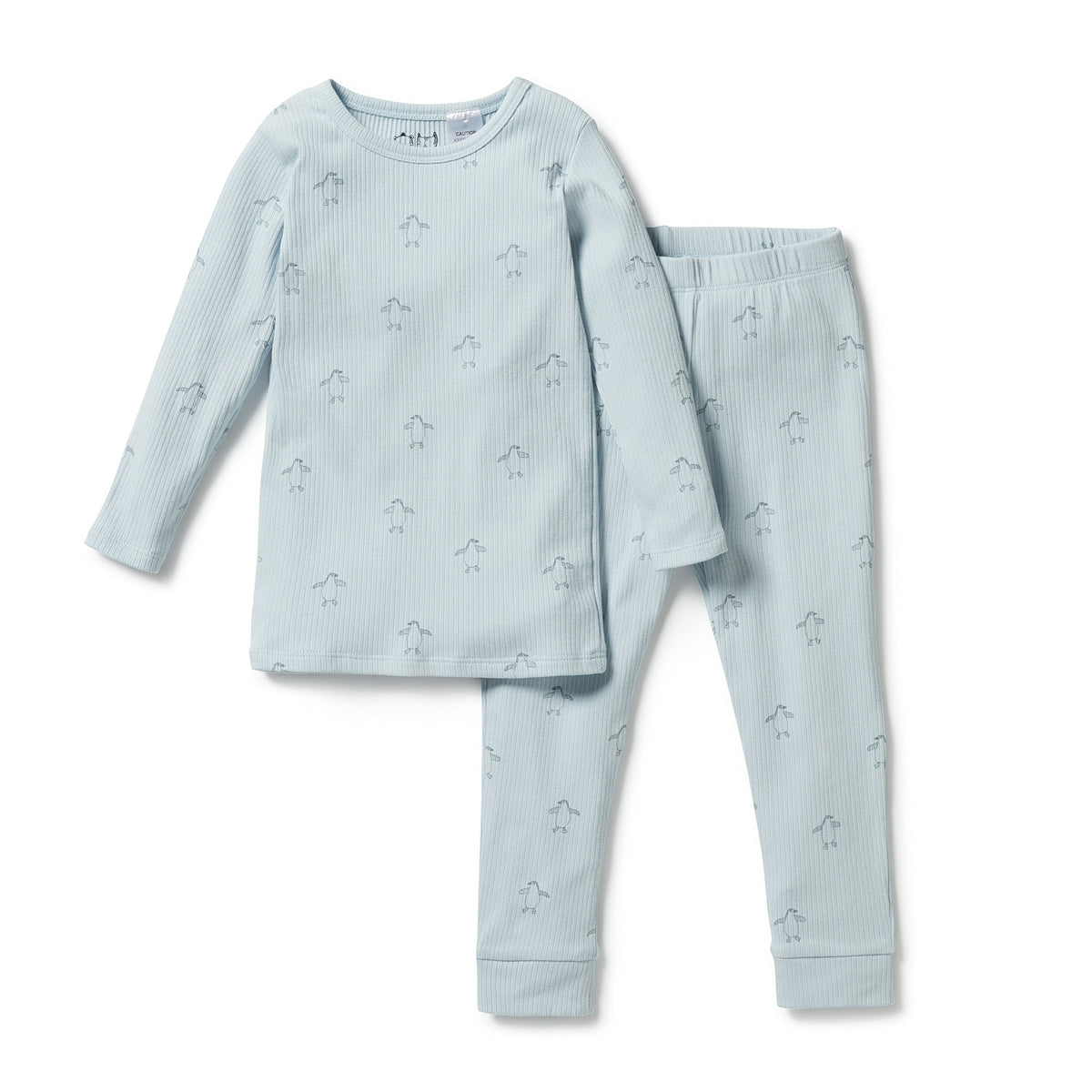 Organic Rib Long Sleeve Pyjamas - Little Penguin