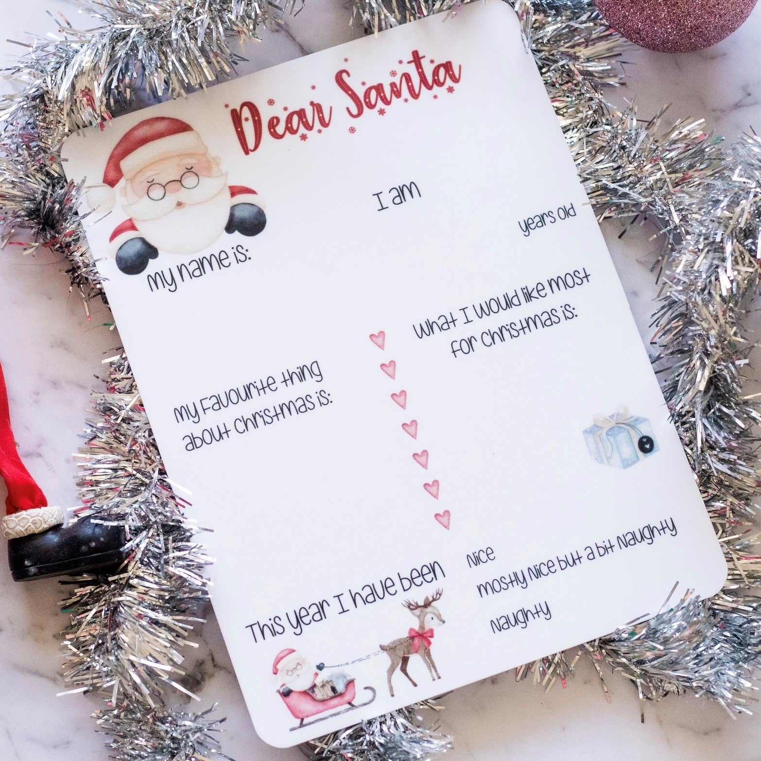 Christmas Plaque – Dear Santa reusable acrylic photo board by Inspired Wholesale, perfect for festive milestone photos