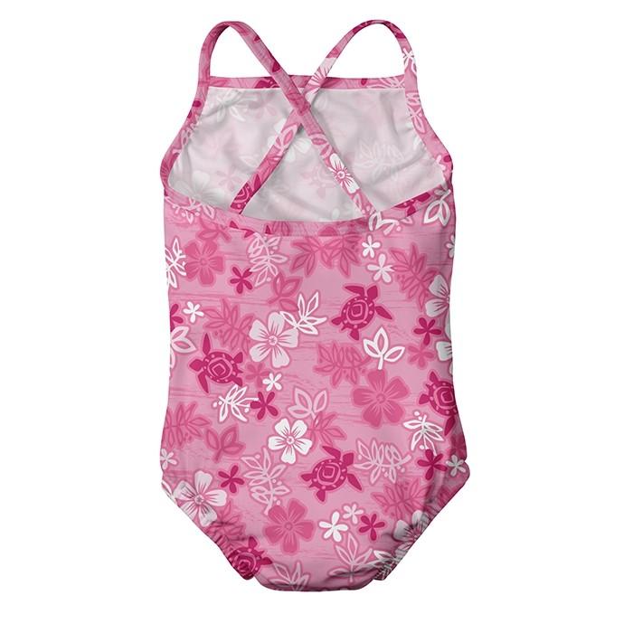Swimsuit with built in Swim Nappy - Pink Hawaiian Turtle