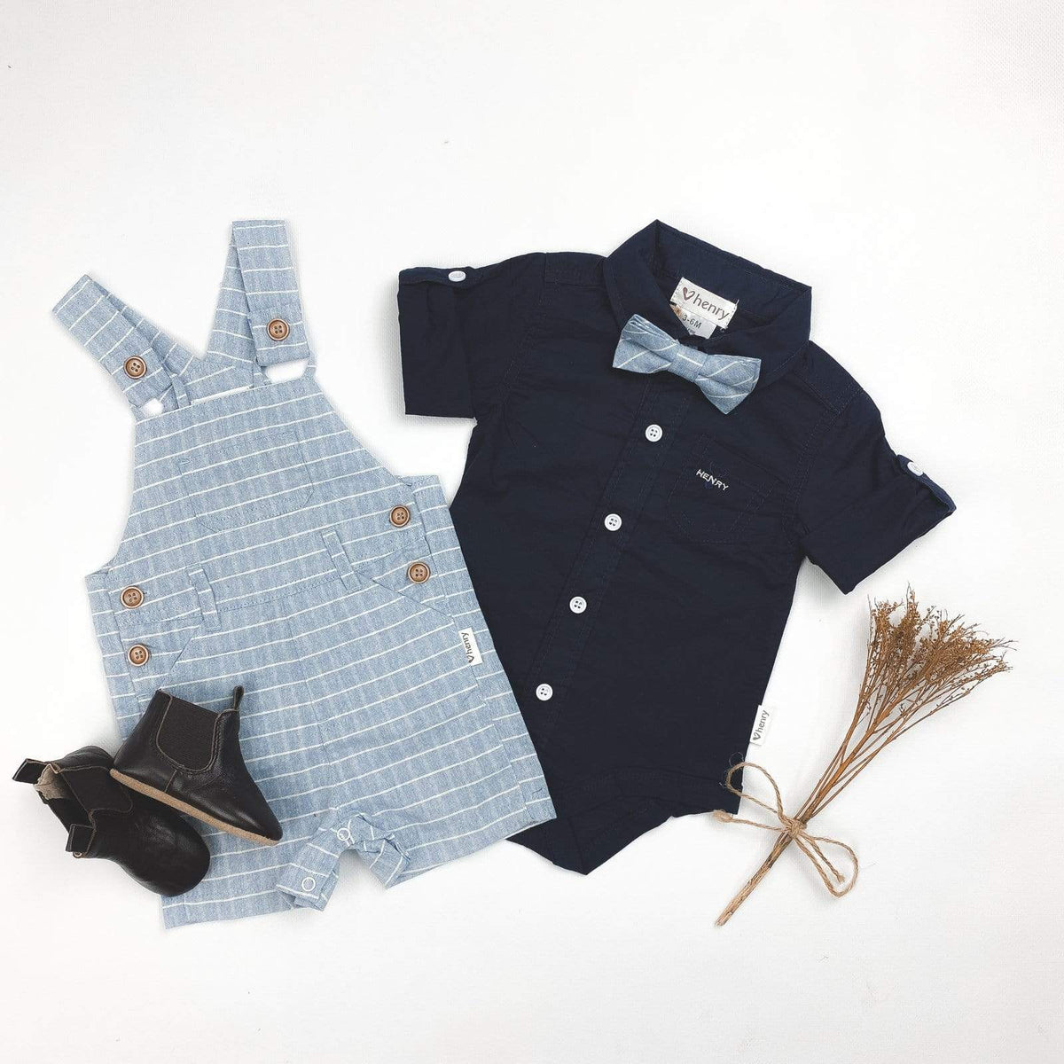 Love Henry Baby Boys Roy Dungaree - Blue Stripe