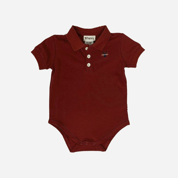 Baby Boys Polo Romper - Red