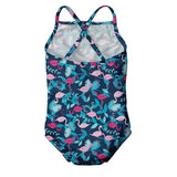 Swimsuit with built in Swim Nappy - Navy Flamingos